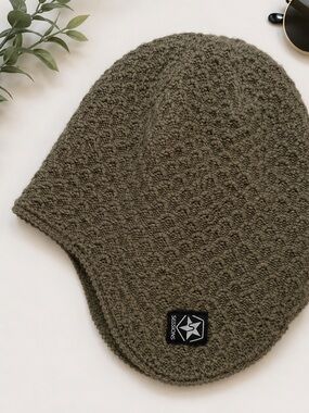 SESSIONS Olive Green Knit Earflap Hat